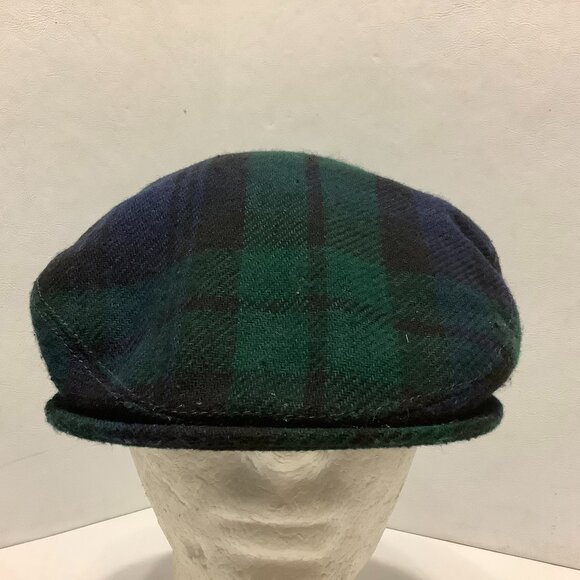 Jonathan Richard Ireland Plaid Newsboy Cap Hat Green/Blue Size M 7 1/8 7 1/4 - Picture 1 of 8